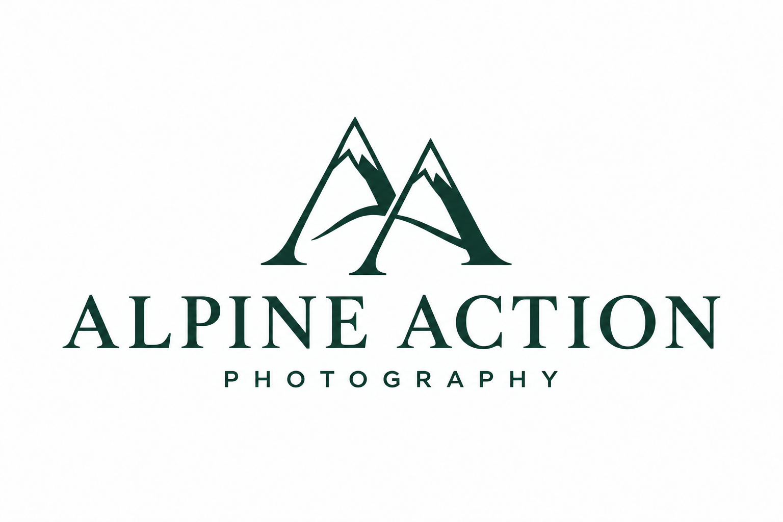 Alpine Action Photography — snow-capped AA mountain logo